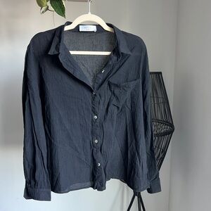 Gauzy black button up